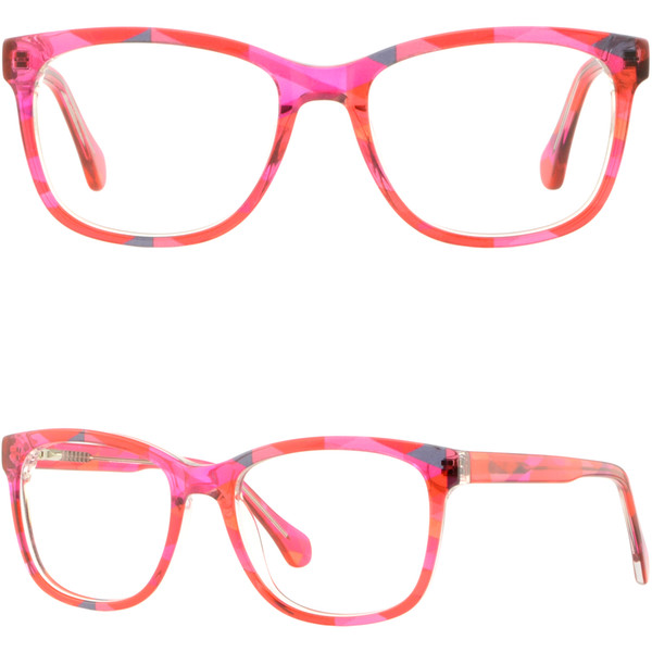 Narrow Square Womens Girls Acetate Frames Prescription Glasses Red Spring Hinges