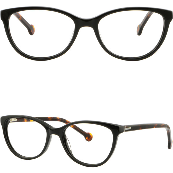 Full Rim Teens Women Acetate Frames Light Oval Glasses Shiny Black Spring Hinges