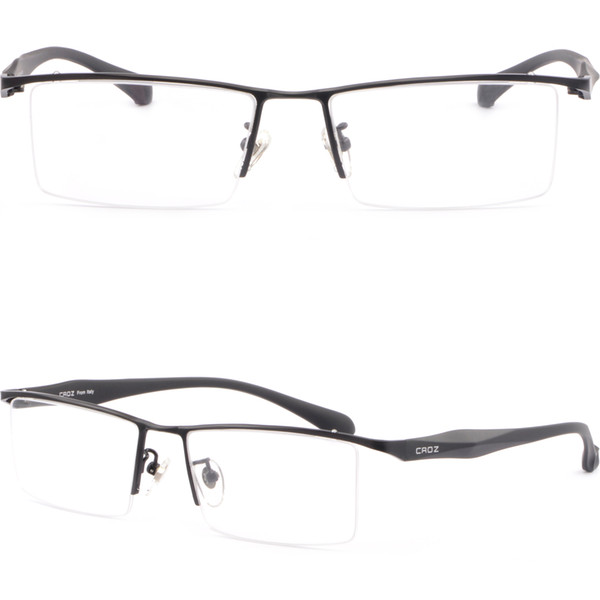 Half Rim Mens Titanium Frame Rectangular Square Metal Prescription Glasses Black