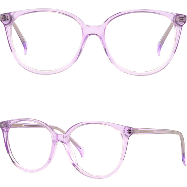 Light Womens Plastic Frames Thin Acetate Glasses Purple Lavender Brillengestell Fassung Damenbrille Rund