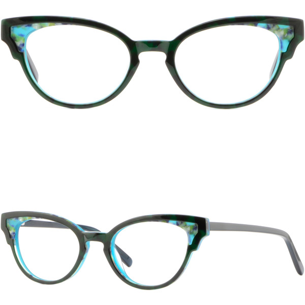 Vintage Women's Cateye Acetate Frames Spring Hinges Prescription Glasses Green