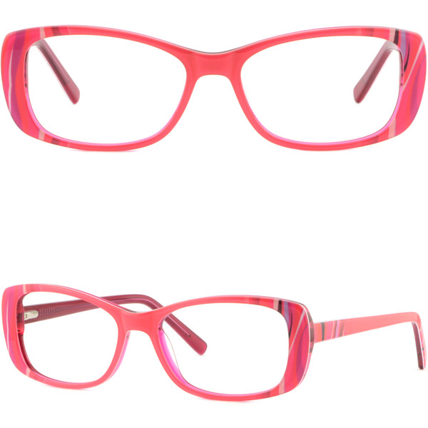 Red Rectangle Womens Frame Plastic Prescription Glasses Sunglasses Spring Hinges