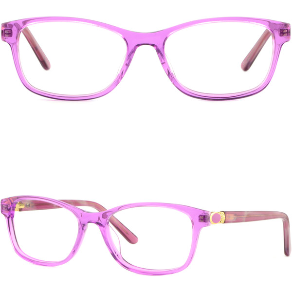 Retro Women's Acetate Frames Spring Hinges Prescription Glasses Translucent Pink