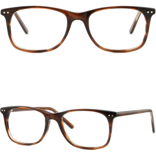 Thin Light Plastic Frame Spring Hinges Men Women Glasses Shiny Silver Dots Brown