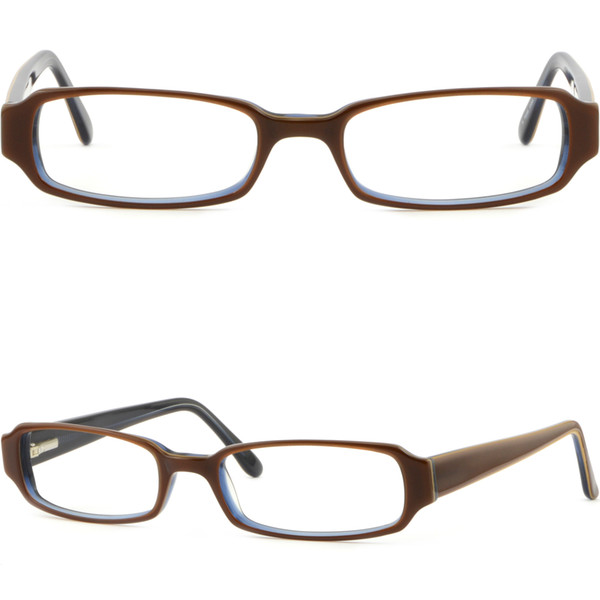 Small Women's Plastic Frame Prescription Glasses Rectangular Spring Hinges Brown