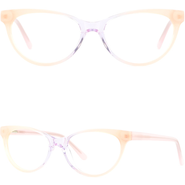 Light Womens Cat-Eye Plastic Frames Spring Hinges Acetate Glasses Eyeglass Brown