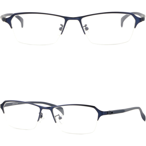 Half Rim Men's Light Titanium Alloy Frames Prescription Glasses Plastic Arm Blue