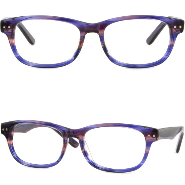 Rectangle Women's Frame RX Glasses Diminutive Stars Brown Periwinkle Dark Purple