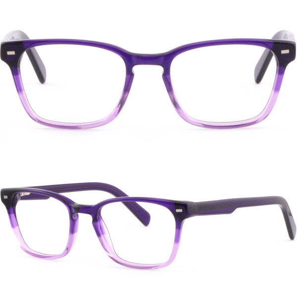 Square Women's Plastic Frame Spring Arms Purple Prescription Glasses Transitions