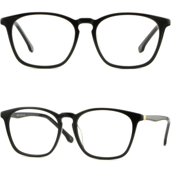 Thin Light Plastic Frame Men's Women's Square Prescription Glasses Shiny Black