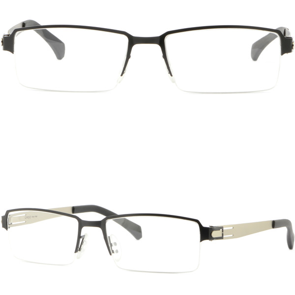 Half Rim Men's Titanium Frames Light Metal Prescription Glasses Black Eyeglasses