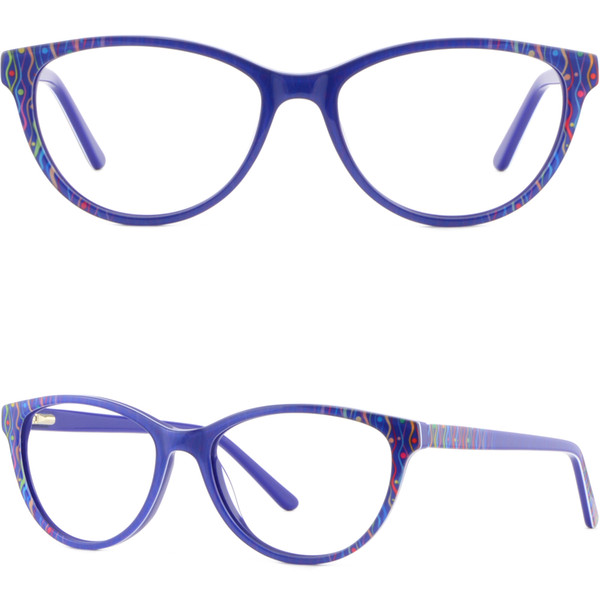 Blue Full Rim Plastic Womens Frame Prescription Glasses Sunglasses Spring Hinges