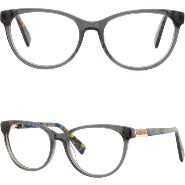 Men Women Acetate Frames Light Spring Hinges Prescription Glasses Dark Gray Grey