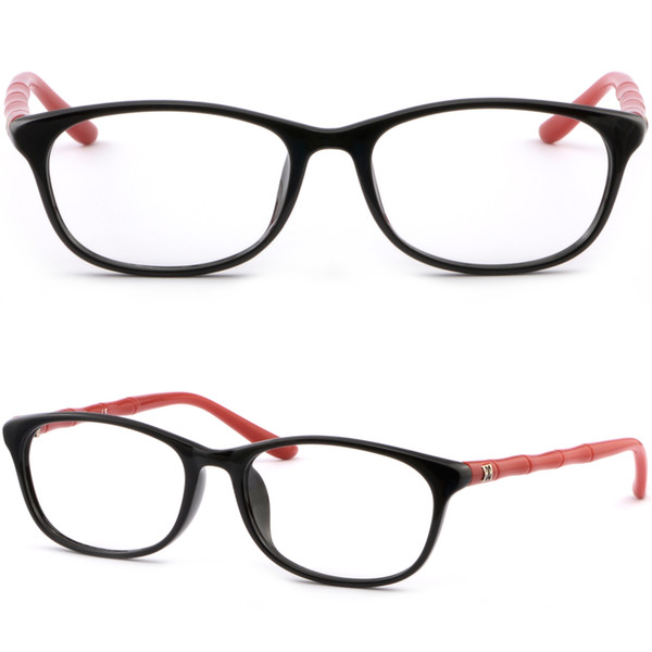 Full Rim Women's Prescription Eyeglasses Light Plastic Frame Red Arm Shiny Black