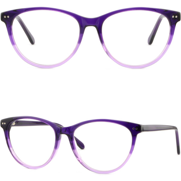 Thin Light Plastic Frames Spring Hinges Women's Glasses Shiny Silver Dots Purple