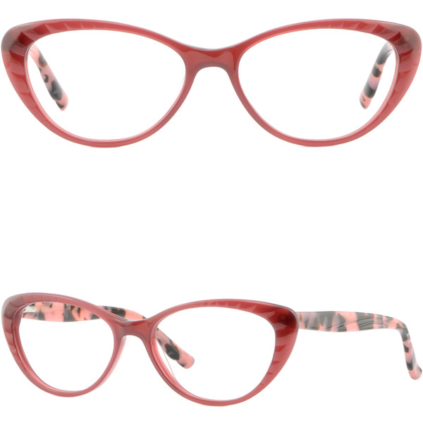 Red Womens Cat-Eye Plastic Frame Spring Hinges Hinged Acetate Glasses Eyeglasses