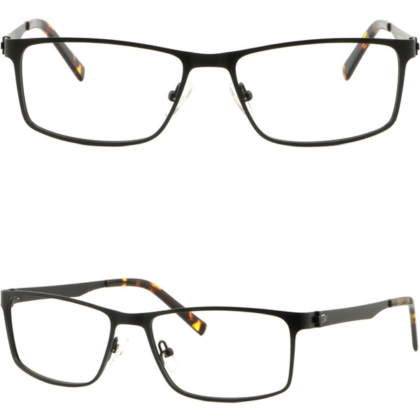 Rectangular Men's Women's Metal Frames Light Durable Prescription Glasses Black