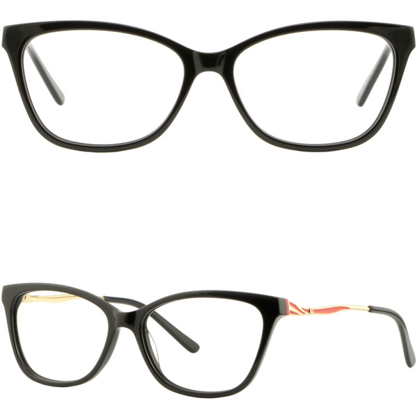 Light Rectangle Womens Girls Acetate Frames Eyeglass Glasses Black Spring Hinges