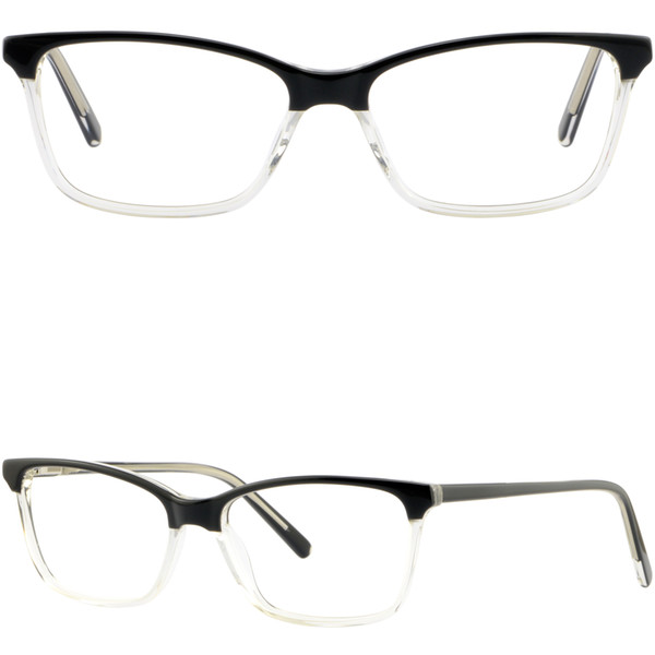 Light Mens Womens Frame Rectangular Acetate Frame Black Clear Plastic Eyeglasses