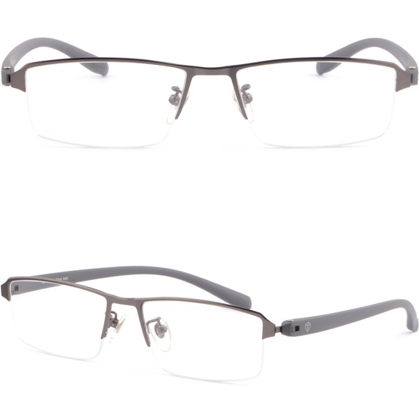 Grey Half Rimless Light Men's Women's Light Titanium Frames Prescription Glasses