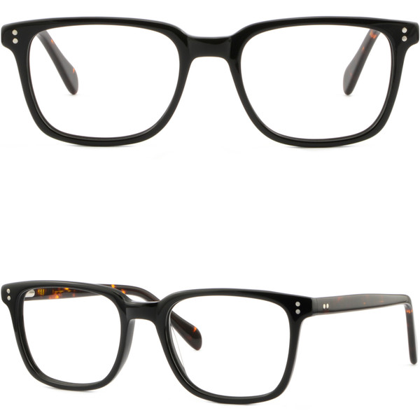 Square Light Plastic Frames Spring Hinges Prescription Glasses Silver Dots Black