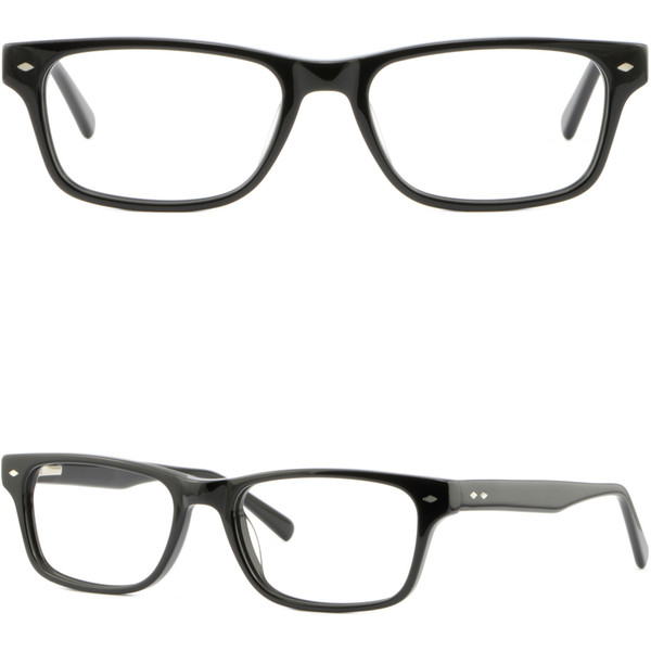 Black Womens Frames Rectangle Acetate Prescription Glasses Plastic Spring Hinges