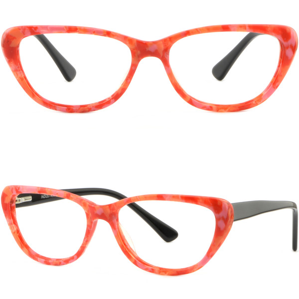 Women's Cat Eye Plastic Frames Spring Hinges Prescription Sunglasses Glasses Red