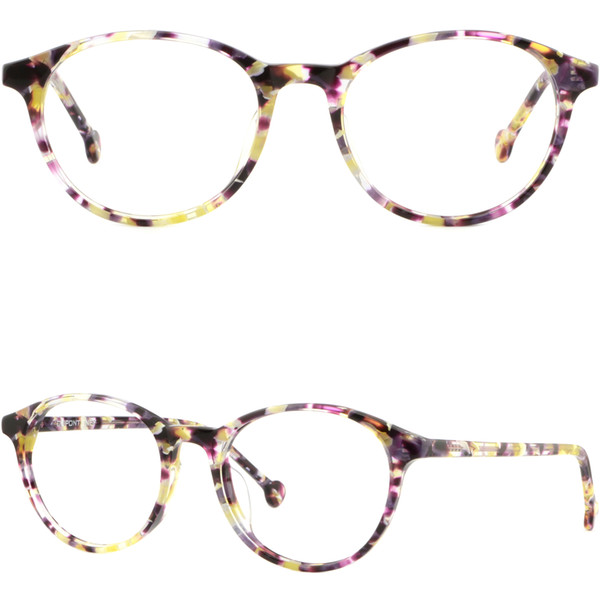 Light Womens Plastic Frames Round Thin Acetate Glasses Yellow Purple Brillengestell Fassung Damenbrille Rund brillengestell