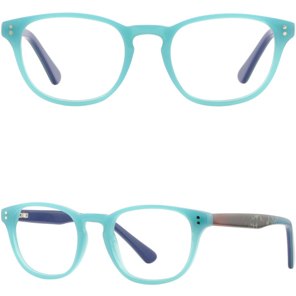 Square Mens Womens Plastic Frame Spring Hinges Prescription Eyeglasses Cyan Blue