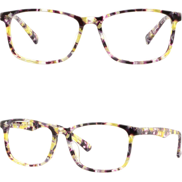 Light Womens Plastic Frames Rectangle Thin Acetate Glasses Yellow Purple Brillengestell Fassung Damenbrille Eckig