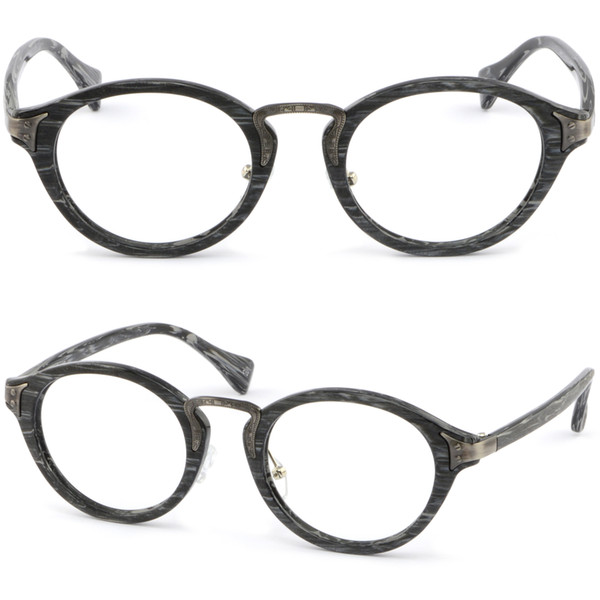 Retro Round Men's Women's Plastic Frame Oval Prescription Glasses Faux Wood Gray