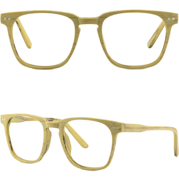 Brillengestell Fassung Gestell Brille Square Men Women Frames Faux Wood Acetate Prescription Glasses Silver Dot Pieces