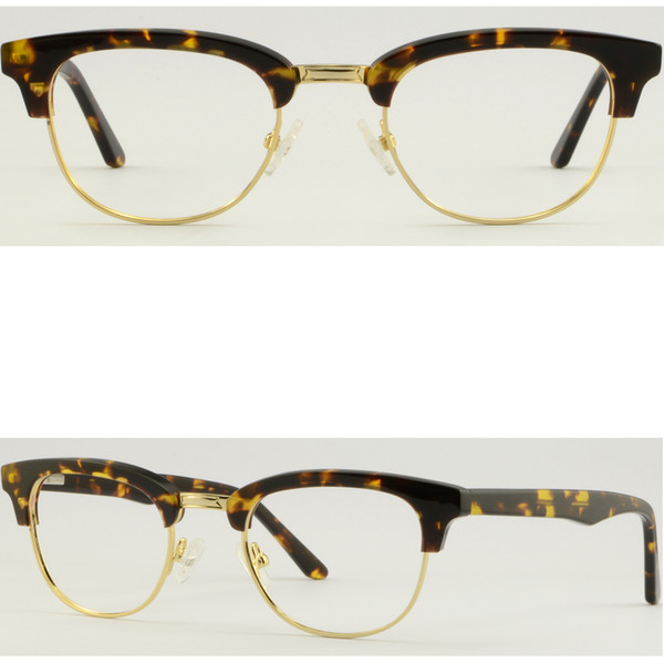 Women Browline Frame Acetate Eyeglasses Glasses Spring Hinge Round Tortoiseshell