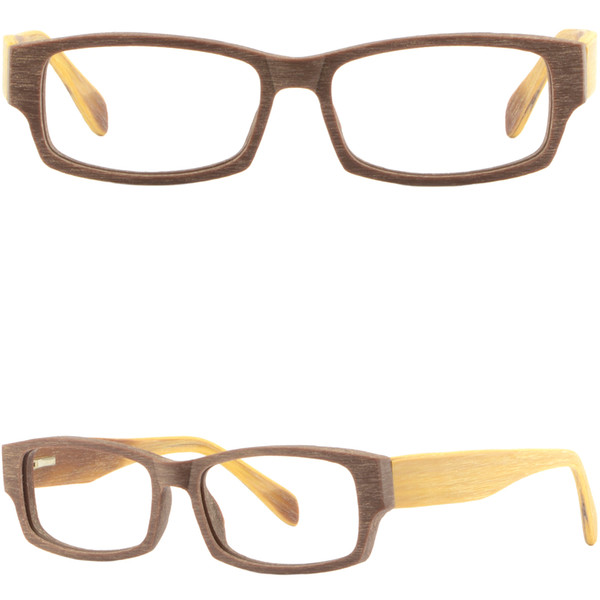 Thick Strong Men's Women's Faux Wood Grain Texture Plastic Frames Glasses Brown