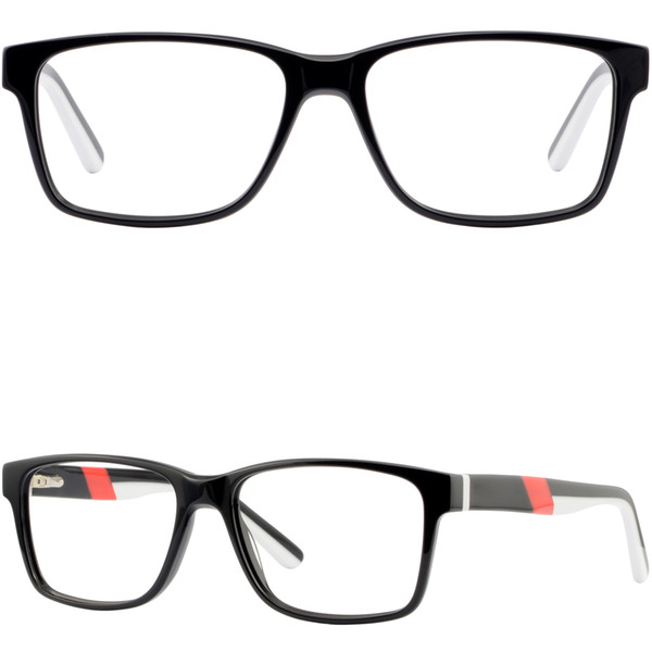 Rectangular Mens Womens Frame Glasses Light Eyeglasses Shiny Black Spring Hinges