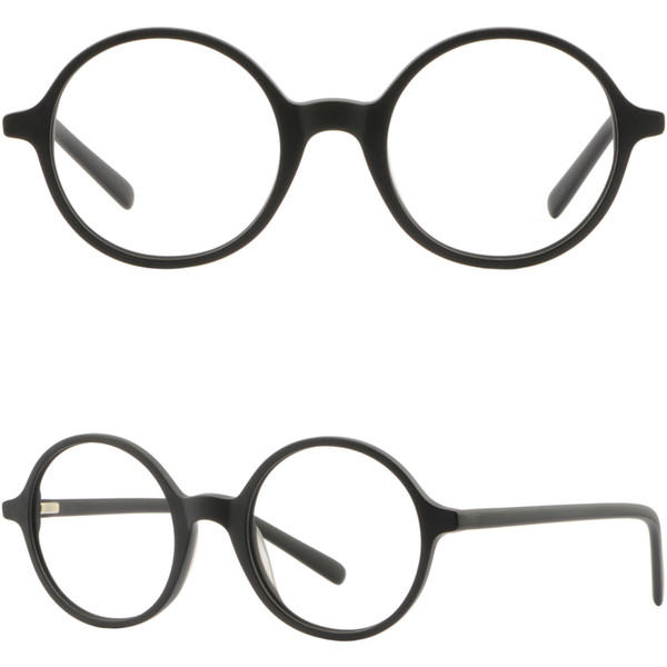 Small Narrow Round Acetate Frames Spring Hinges Prescription Glasses Matte Black