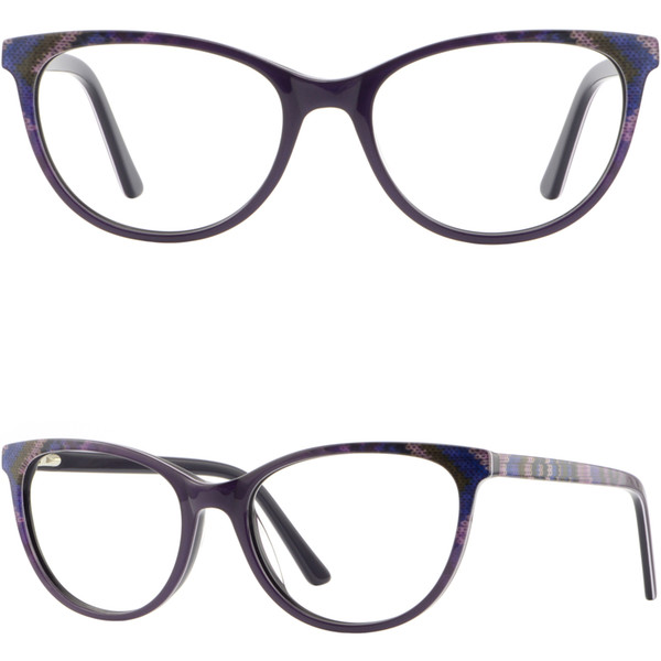 Women's Eyeglasses Acetate Prescription Glasses Spring Hinges Dark Purple Frames