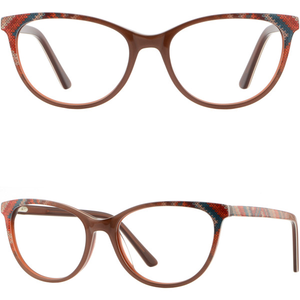 Light Women's Eyeglasses Acetate Prescription Glasses Spring Hinges Brown Frames