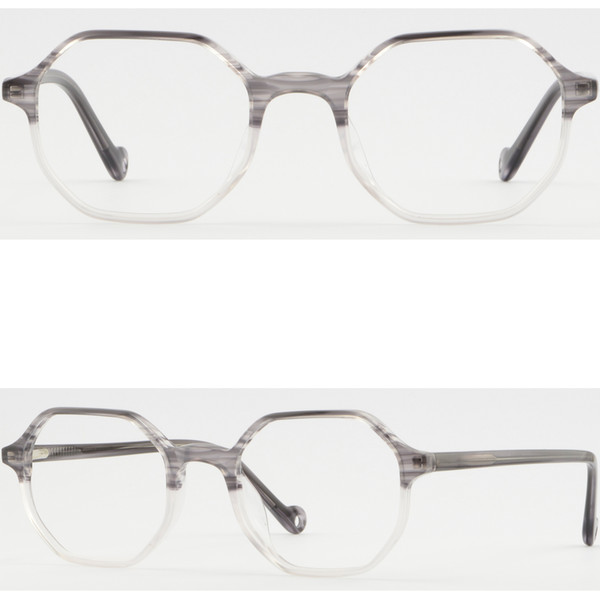 Light Gray Grey Geometric Eyeglasses Acetate Prescription Glasses Hexagon Frames