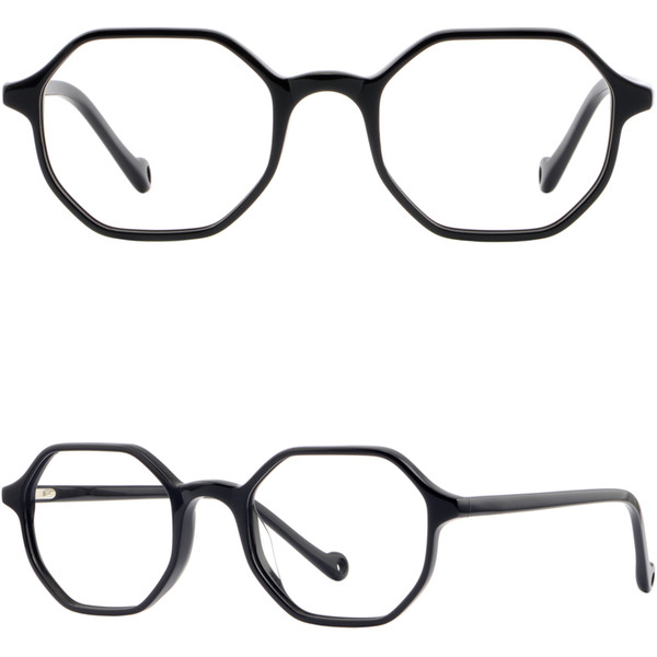 Light Black Geometric Glasses Acetate Plastic Prescription Glasses Hexagon Frame