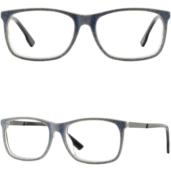 Rectangle Mens Womens Acetate Frame Blue Jeans Eyeglasses Glasses Spring Hinges