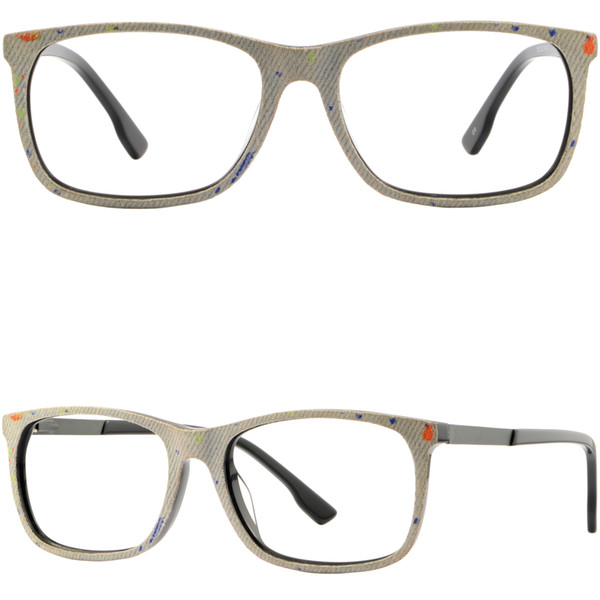 Rectangle Mens Womens Acetate Frame Jeans Plastic Eyeglass Glasses Spring Hinges White