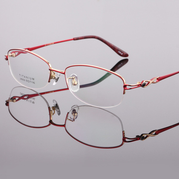 Women Glasses Frames Titanium Half Rimless Eyeglass Frames LB-8936 Purple Pink Red