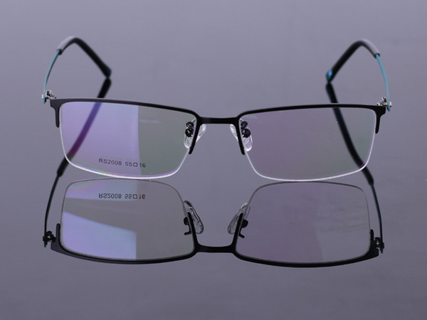 2016 New Men Eyeglass Frames Half Rimless Steel Sheet Fashion Design Spectacle Frame CJ-2008 3 Orange Coffee Grey Color Glasses Frames