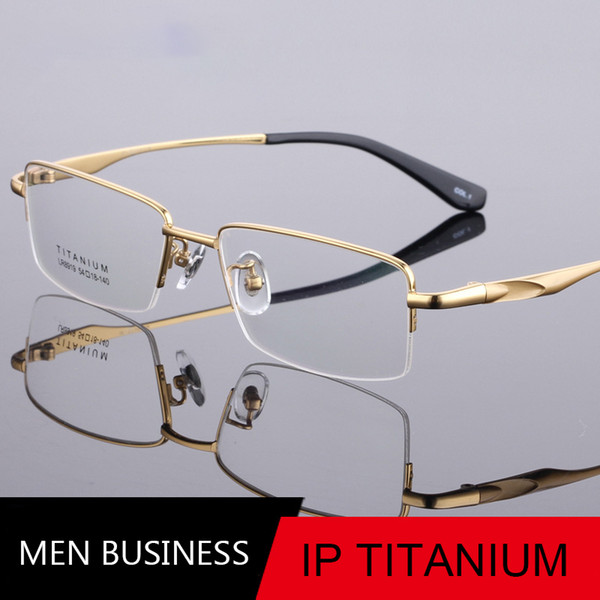 Business Eyeglass Frames for Men Semi-Rimless Titanium Glasses Frames Male Optical Frames Half Rimless Eyeglasses LB-8919