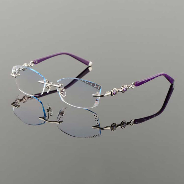 Fashion Eyeglass Frames for Women Rimless Glasses Frames with Flat Cutting Edge Lens Eyewear Glasses YS-58102