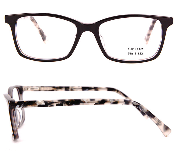 Fashion Men's acetate glasses frames Square Rectangle classic eyeglass with spring hinge Acetate frame in High Quality with case and cloth