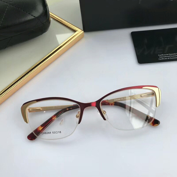 Luxury Women's Eyeglasses Half Frame Ladies Cat Eye Glasses Frames For Women Brand Designer Eyewear Optical EyeGlasses Vintage Plain Eyeglas