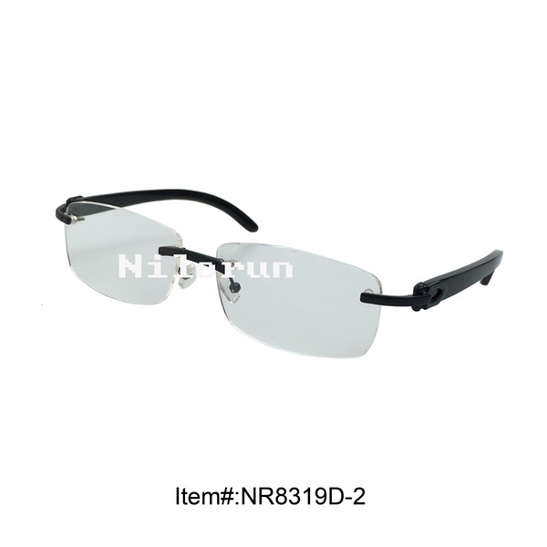 hot sale rimless optical reading glasses with buffalo horn temples