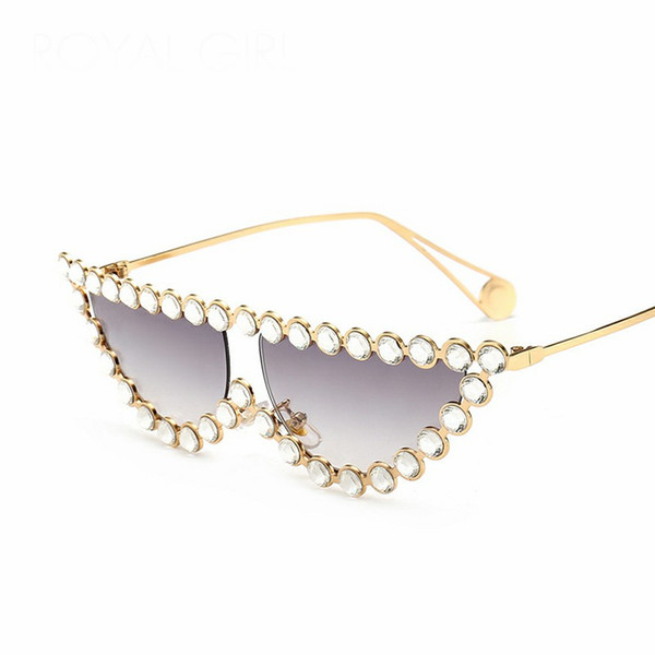 Luxury Sunglasses Women New Fashion Cat Eye Sun Glasses Female Diamond Flat Top Eye Wear UV400